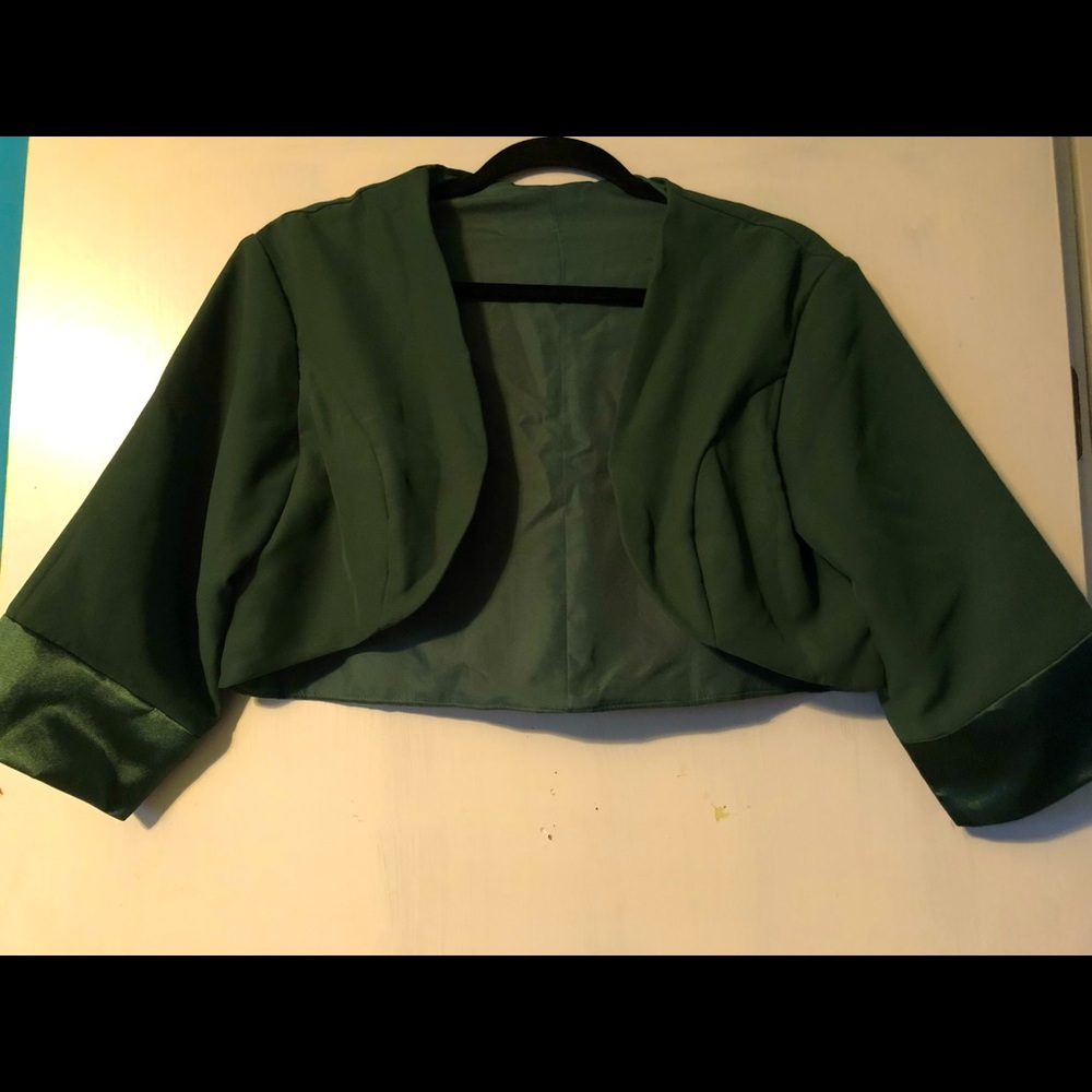 Dark green formal shrug/cardigan.